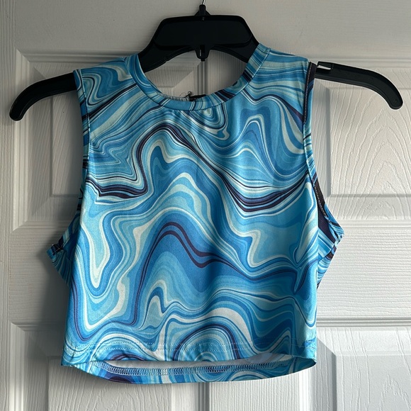 Soft stretchy marble material crop top, worn once. Very comfortable! - Picture 1 of 2